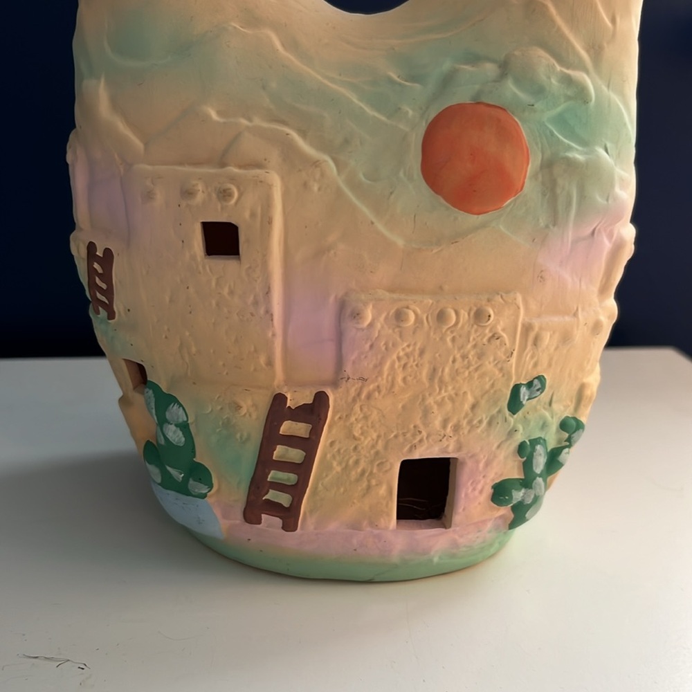 Vintage Native American Southwestern Cut-Out Pottery Wedding Vase - Picture 2 of 7